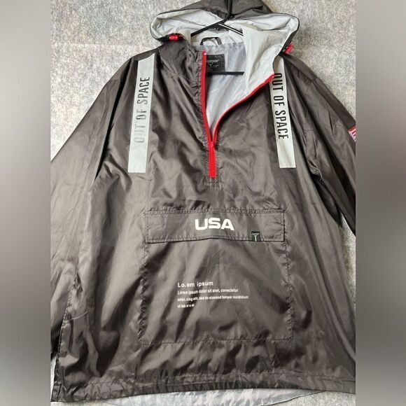 SCREENSHOT OUT OF SPACE (LOREM IPSUM) AMERICAN FLAG WINDBREAKER JACKET ADULT L - Picture 2 of 8